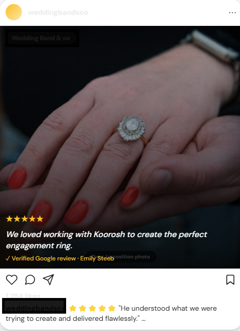 Jewellery Instagram post created by Paigent