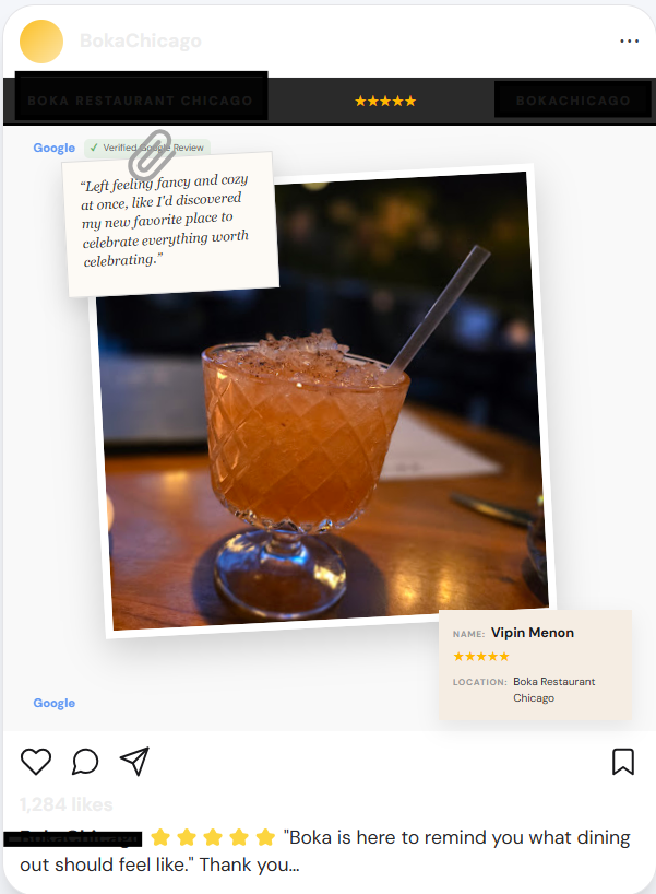 Restaurant Instagram post created by Paigent
