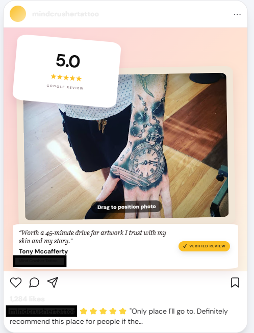 Tattoo Instagram post created by Paigent