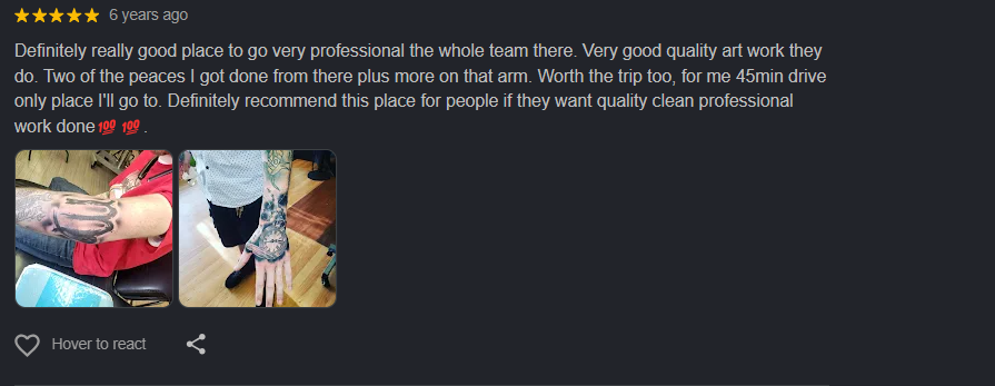 Tattoo original Google review